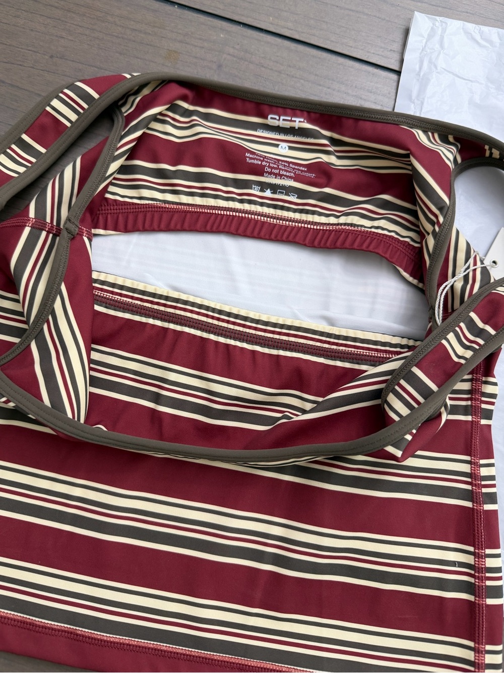 Set Active Sportbody Sporty Stripe Scoop Tank Sweet Tea Medium BNWT SOLD OUT Gym - Picture 5 of 8